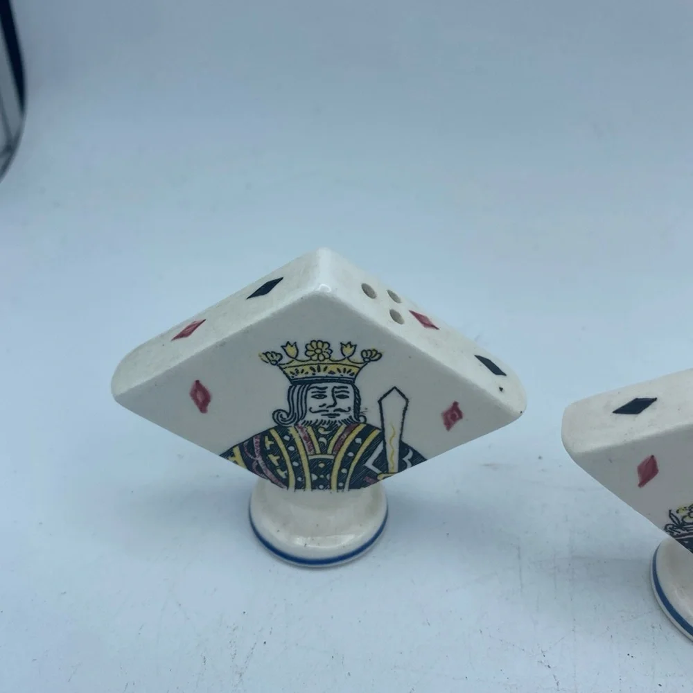 VTG MCM Enesco Imports Japan King & Queen Of Diamonds Salt & Pepper Shakers